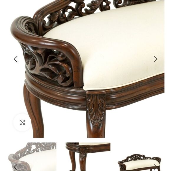 Vintage Handcarved Vanity Bench - Picture 5 of 8